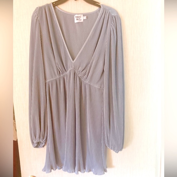 Princess Polly blue gray v neck swing dress size 10 - Picture 2 of 5